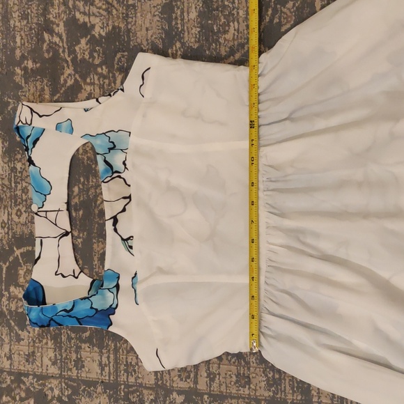 Burryco White/Blue Erika Floral Midi Dress Sz 8 - Picture 12 of 14